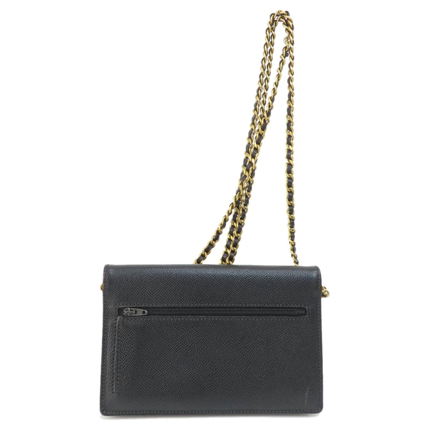 Chanel Black Grained Calfskin Chain/Shoulder Wallet ()
