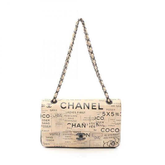 Chanel Beige Black Leather Shoulder Bag ()