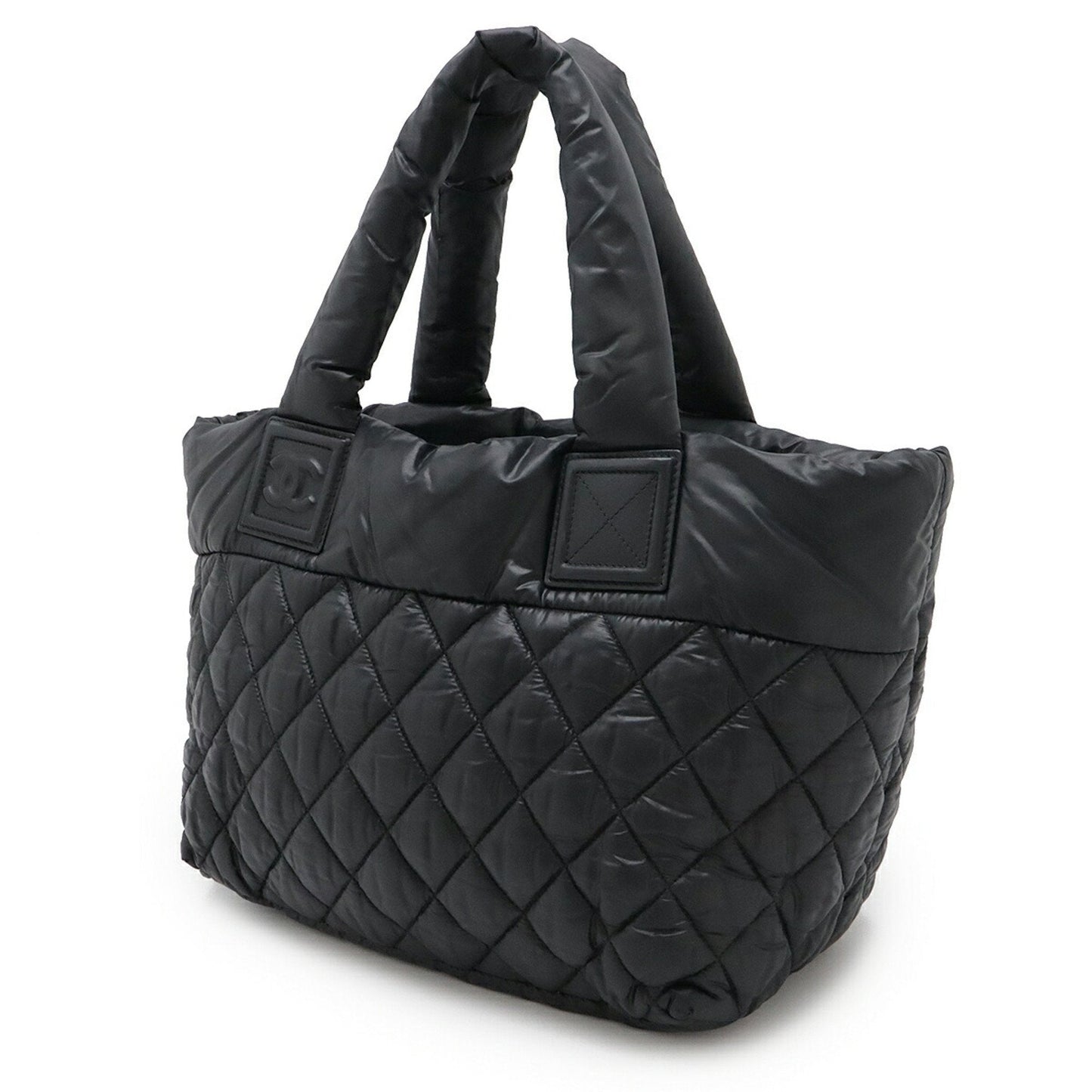 Chanel Black Nylon Leather Handbag Tote Bag ()