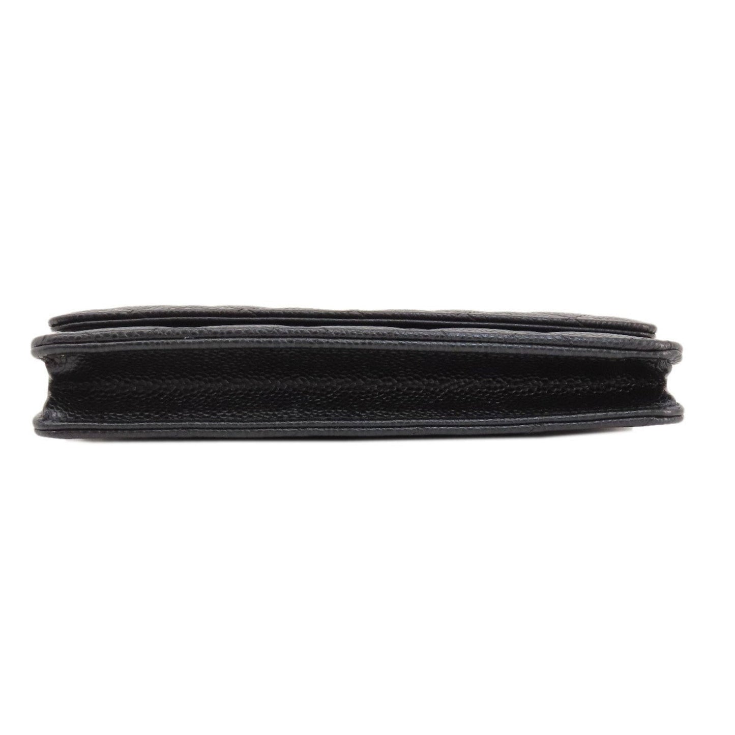 Chanel Black Grained Calfskin Chain/Shoulder Wallet ()