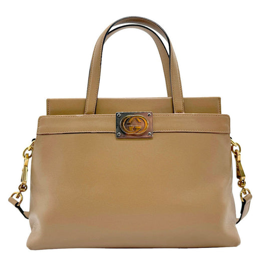 Gucci Beige Leather Handbag Shoulder Bag ()