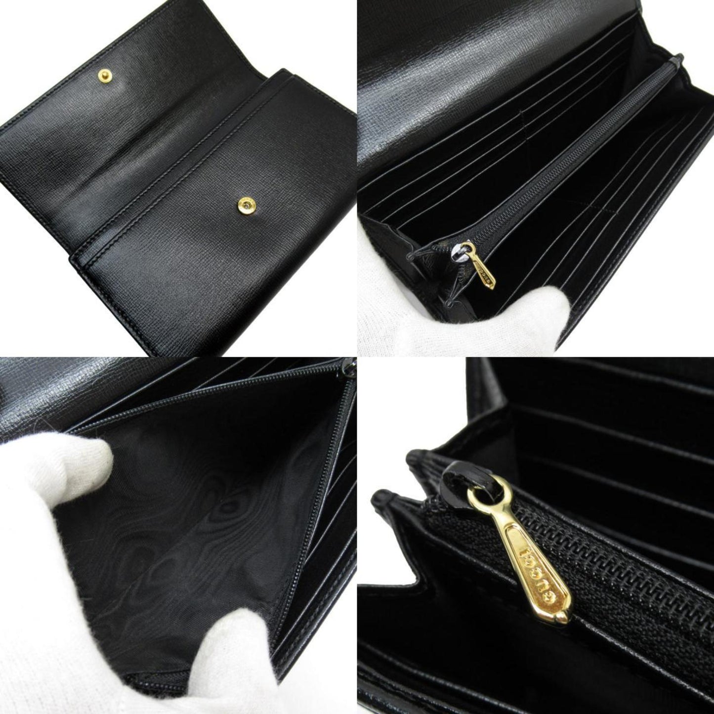 Gucci Black Leather Long Wallet (Bi-Fold) ()