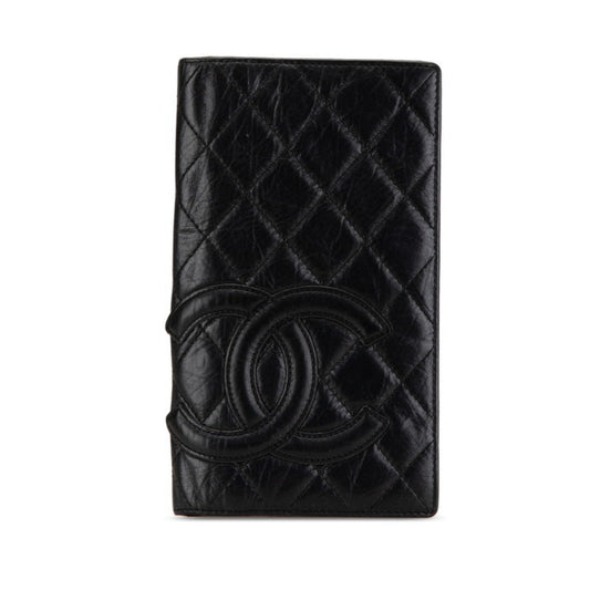 Chanel Black Leather Long Wallet (Bi-Fold) ()
