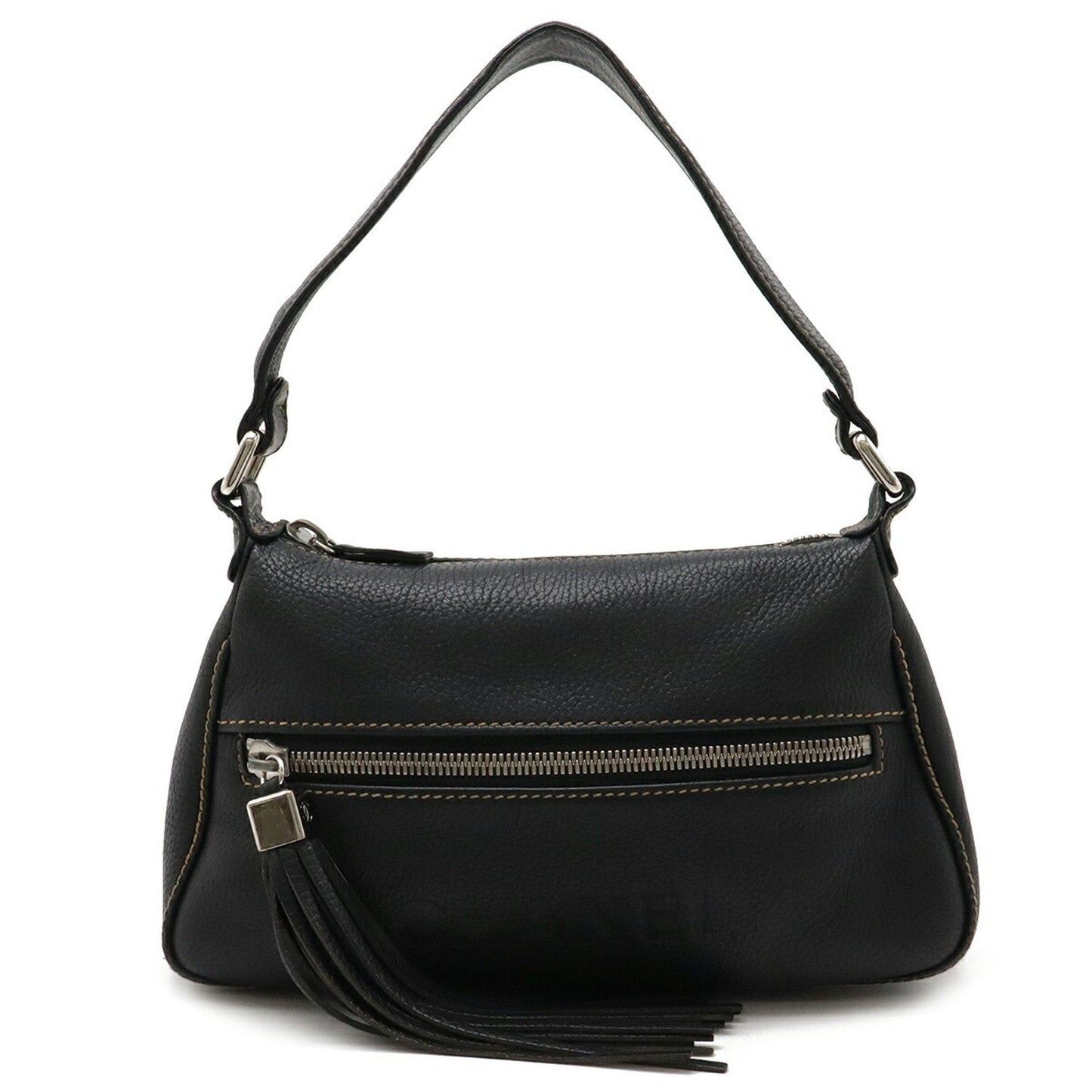 Chanel Black Leather Handbag Shoulder Bag ()
