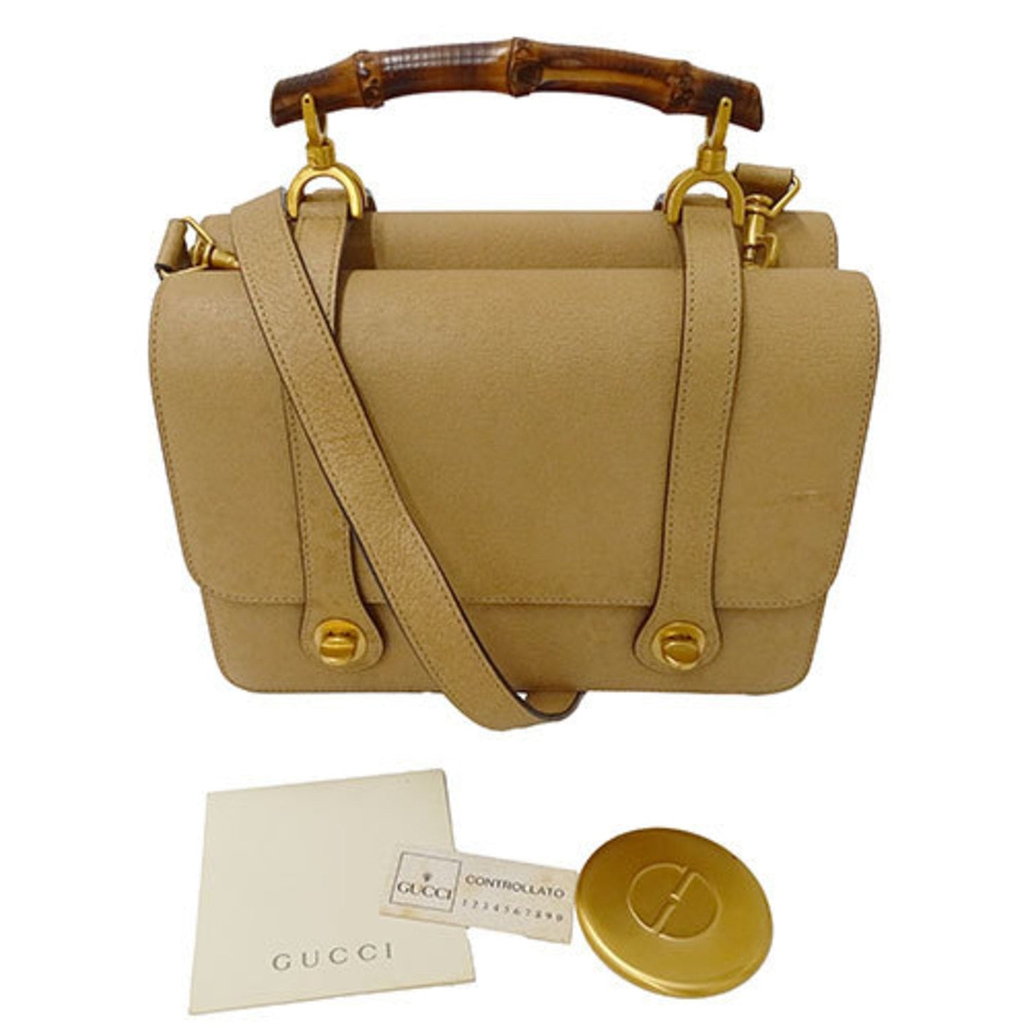 Gucci Beige Leather Handbag Shoulder Bag ()