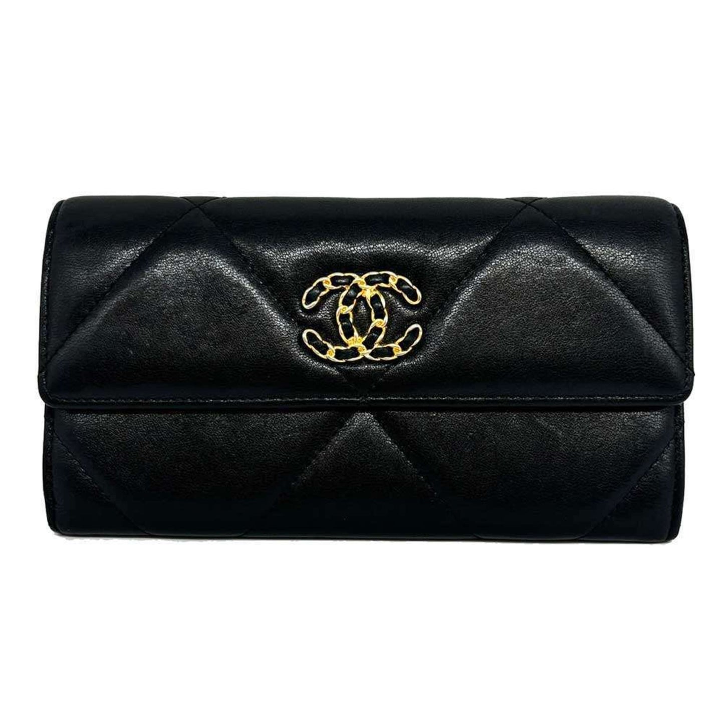 Chanel Black Leather Long Wallet (Bi-Fold) ()