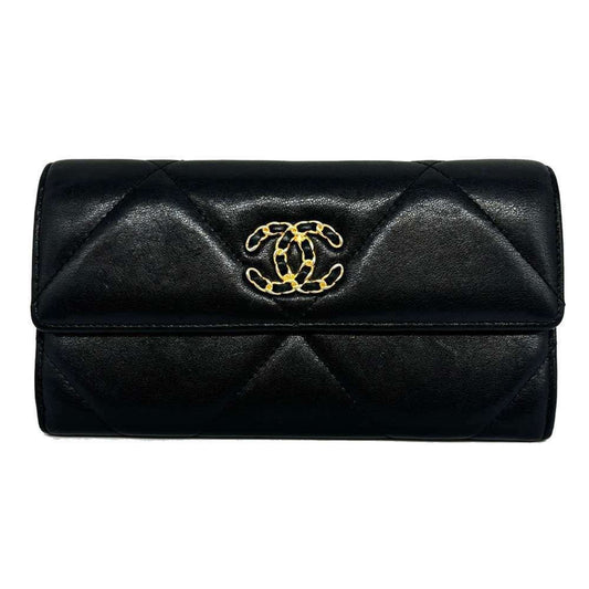 Chanel Black Leather Long Wallet (Bi-Fold) ()