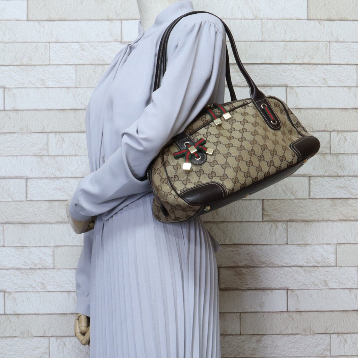 Gucci Beige Brown Gg Canvas Shoulder Bag ()