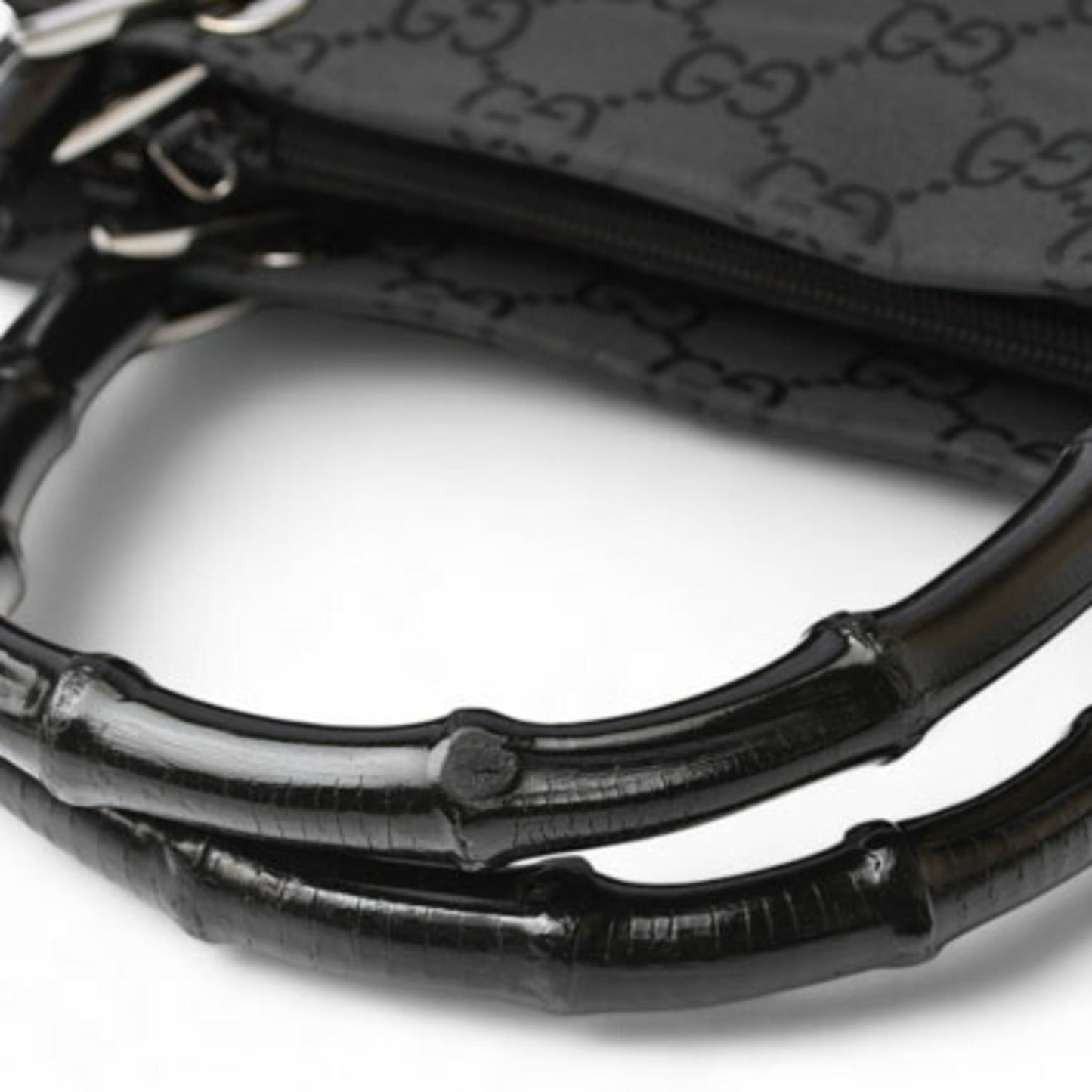 Gucci Black Nylon Canvas Handbag Tote Bag ()