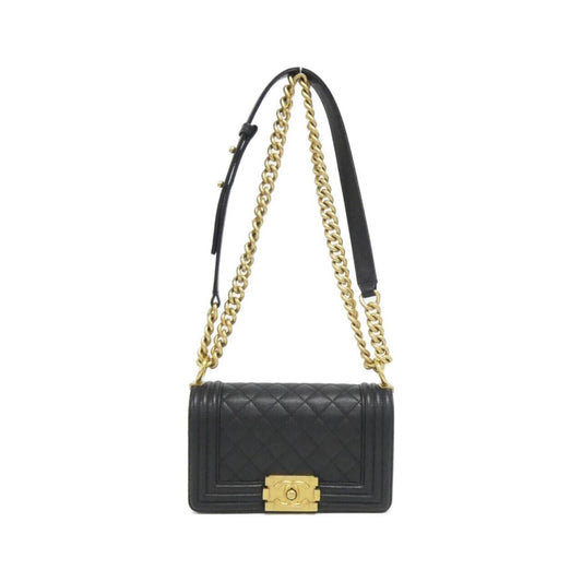 Chanel Boy Chanel Black Grained Calfskin Shoulder Bag ()