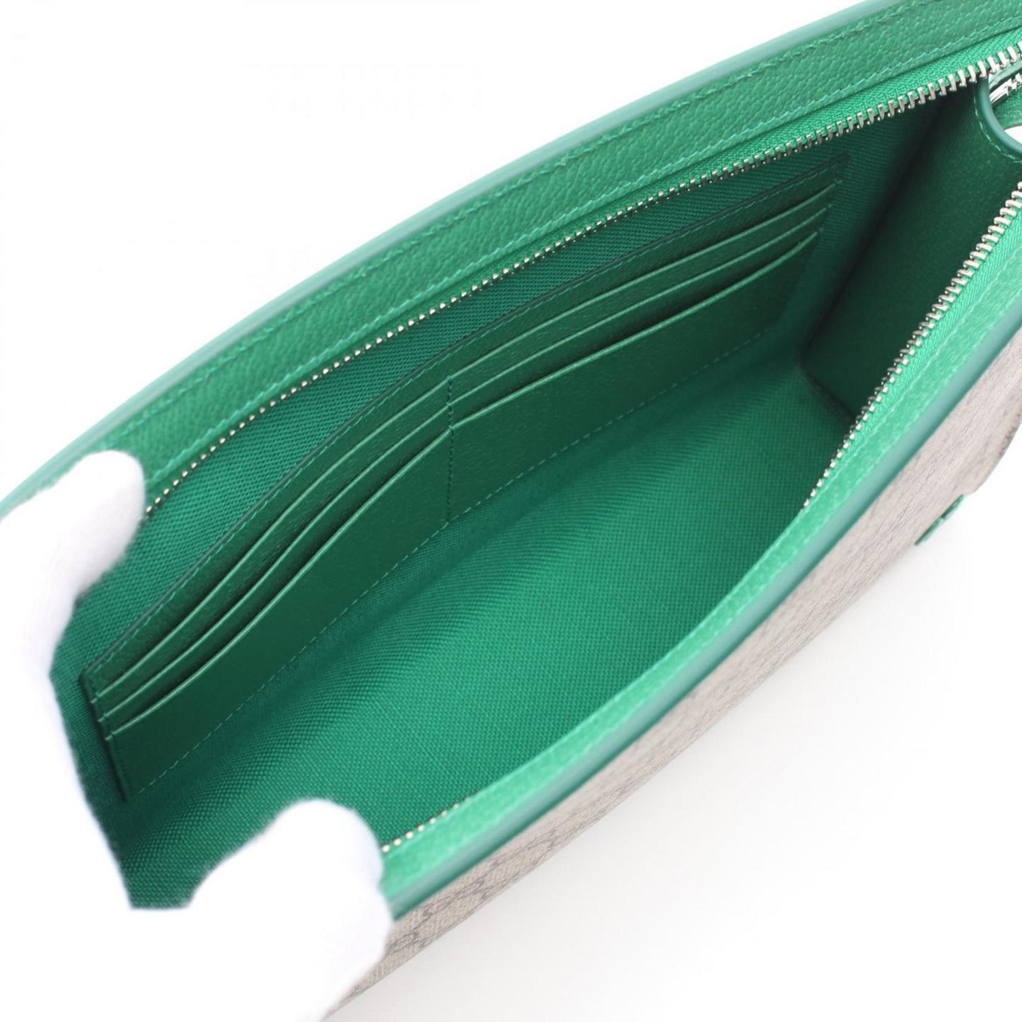 Gucci Beige Green Pvc Leather Clutch Bag ()