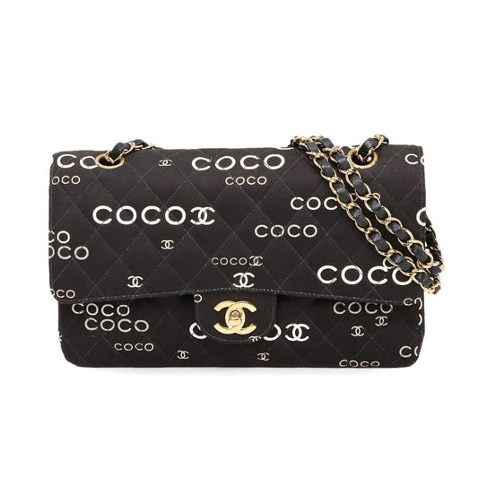 Chanel Black White Canvas Shoulder Bag ()