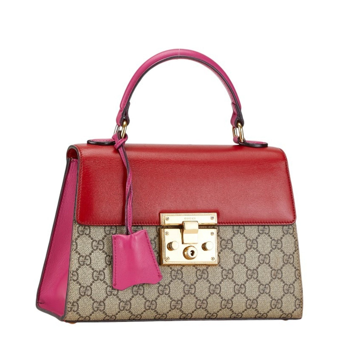 Gucci Beige Pink Red Color Pvc Leather Handbag Shoulder Bag ()