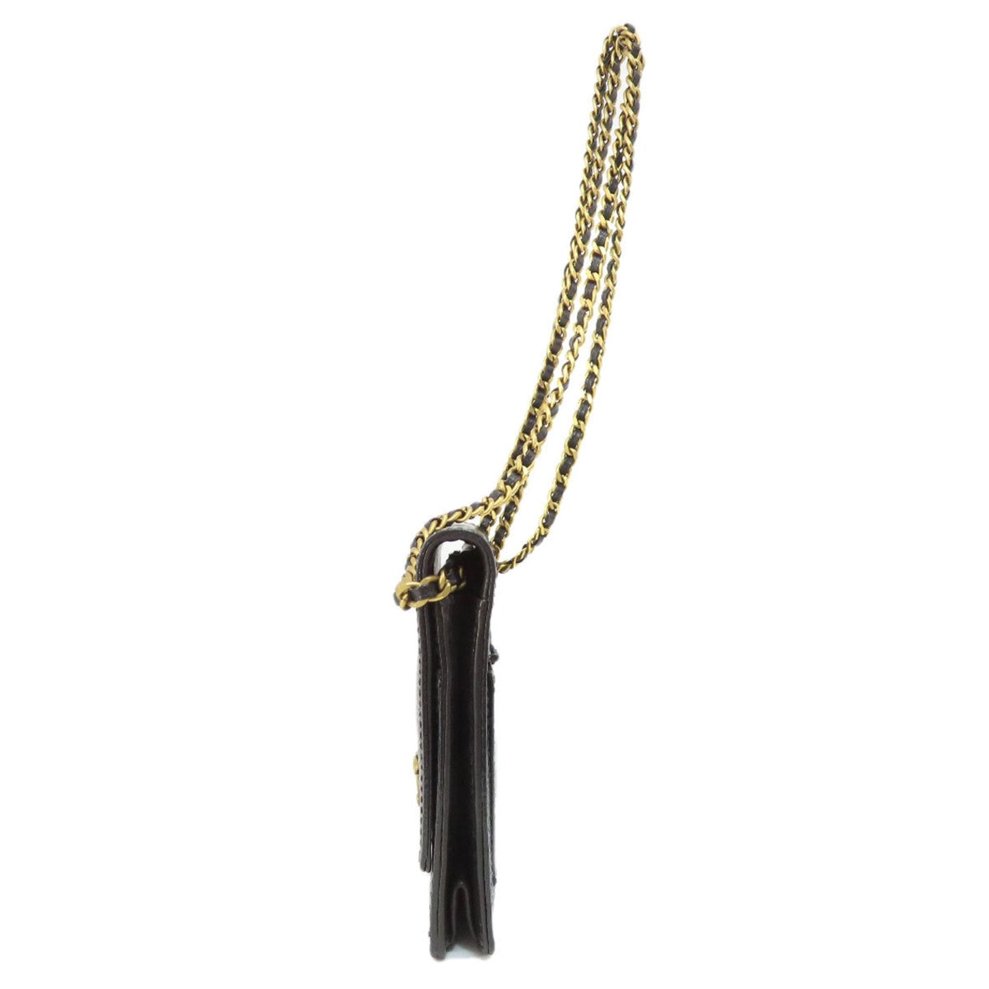 Chanel Black Grained Calfskin Chain/Shoulder Wallet ()