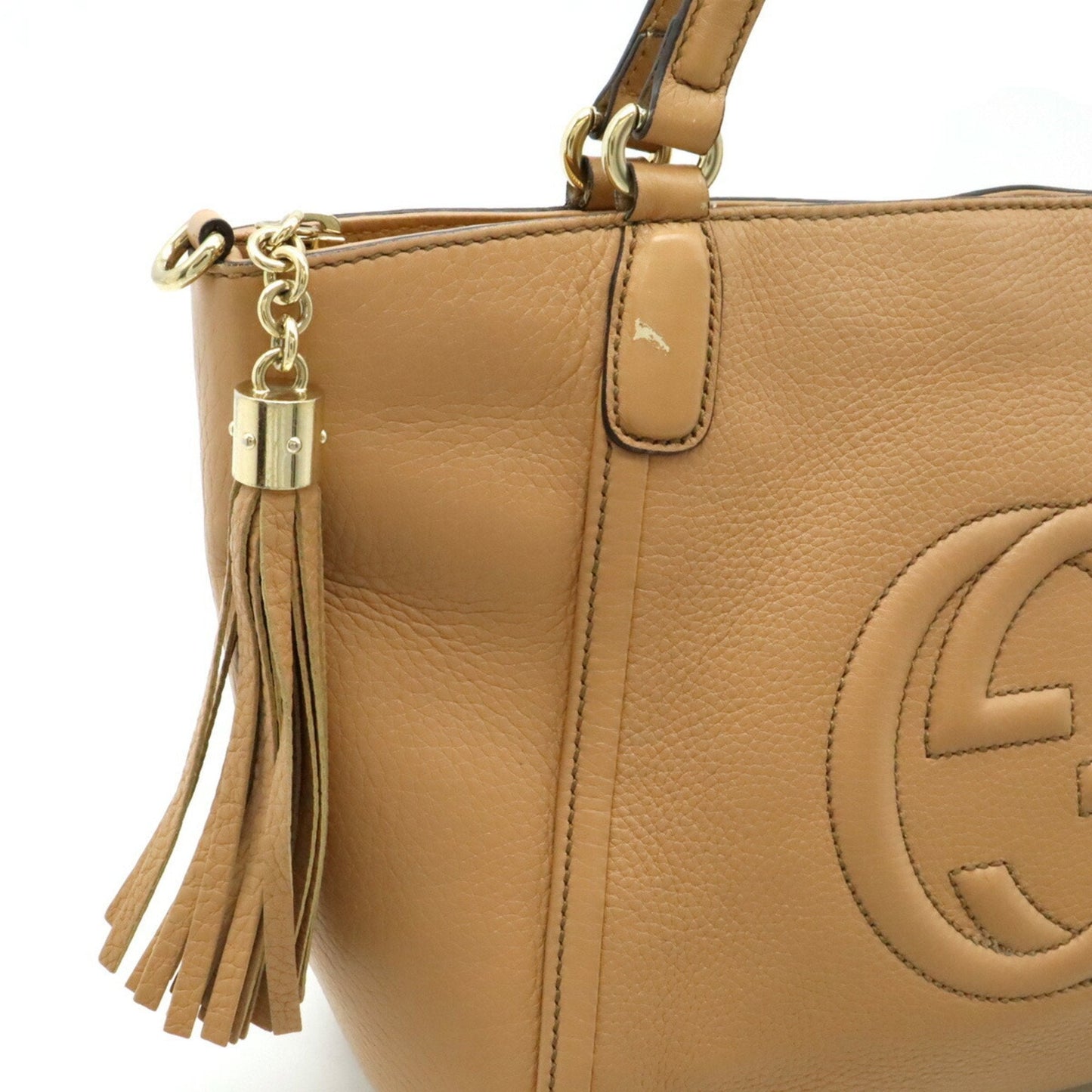 Gucci Beige Leather Shoulder Bag Tote Bag ()