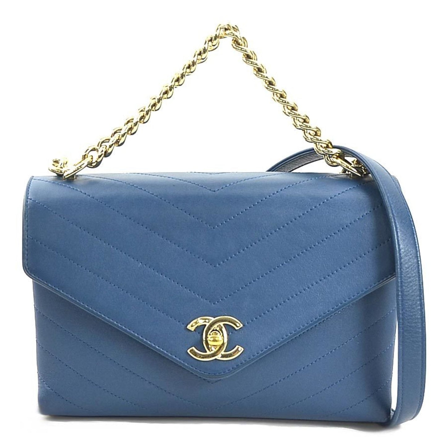 Chanel Blue Leather Handbag Shoulder Bag ()