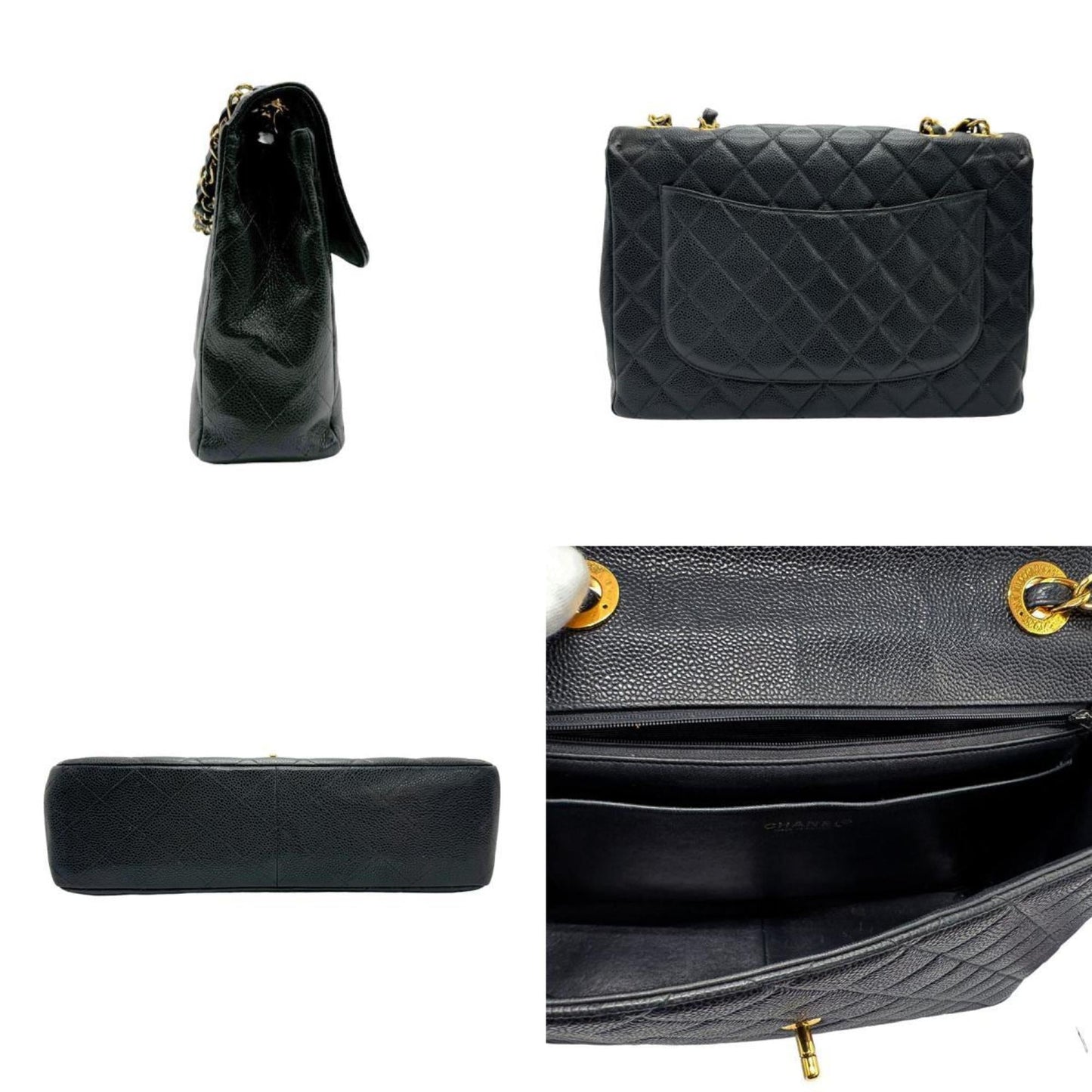 Chanel Black Grained Calfskin Shoulder Bag ()