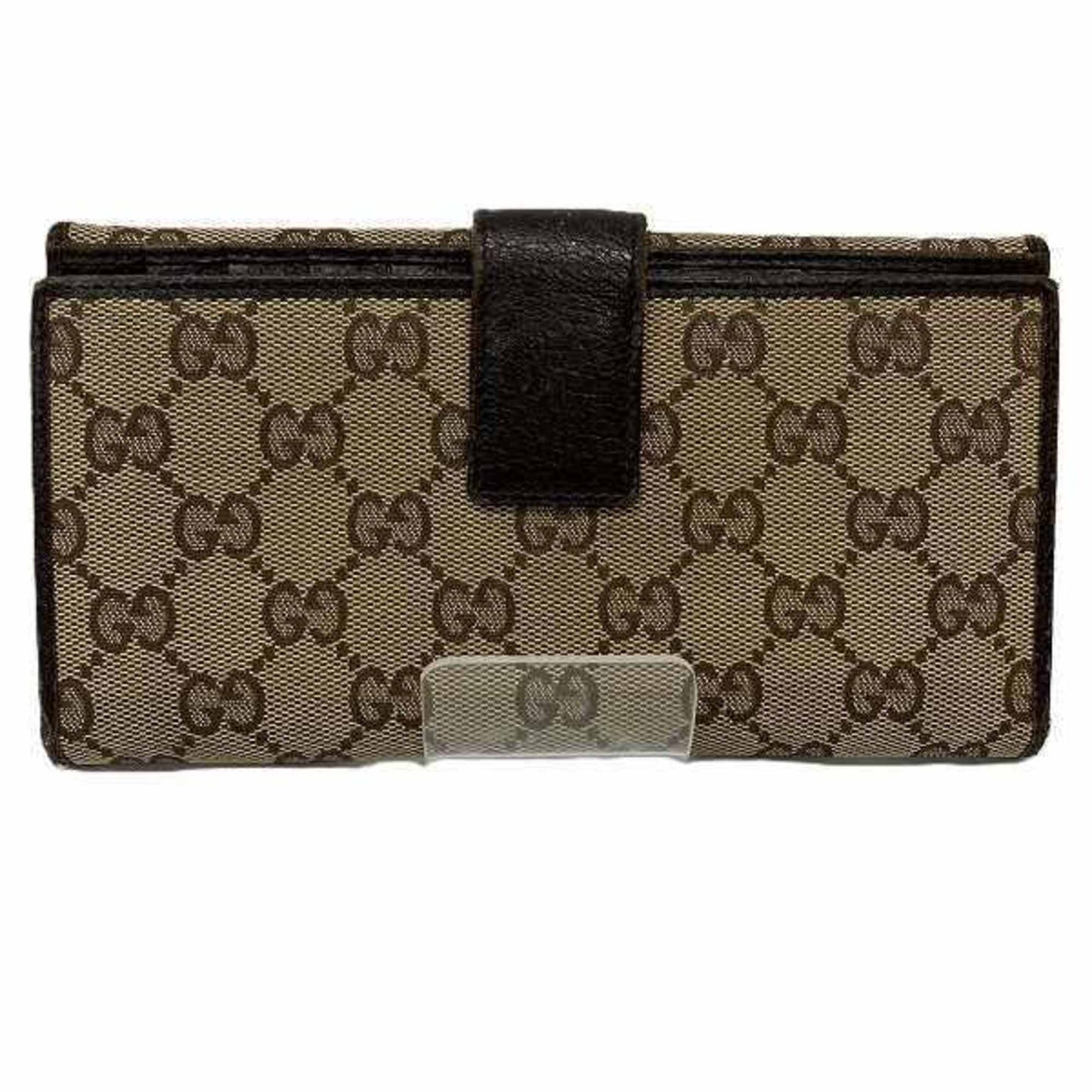 Gucci Beige Brown Canvas Leather Long Wallet (Bi-Fold) ()