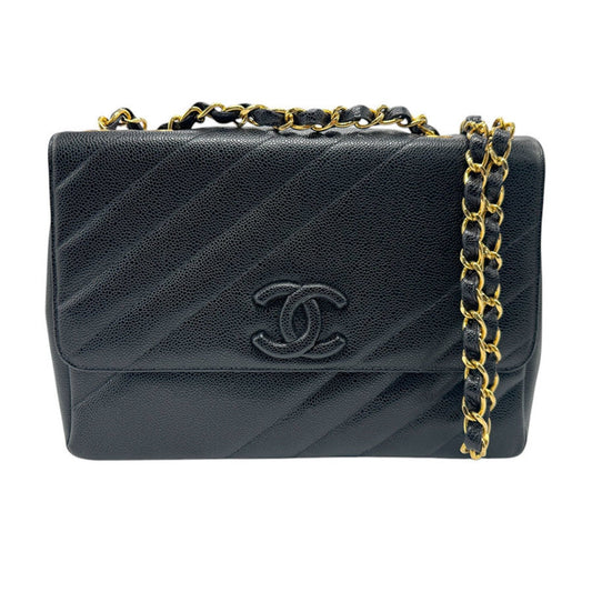 Chanel Black Caviar Leather Shoulder Bag ()