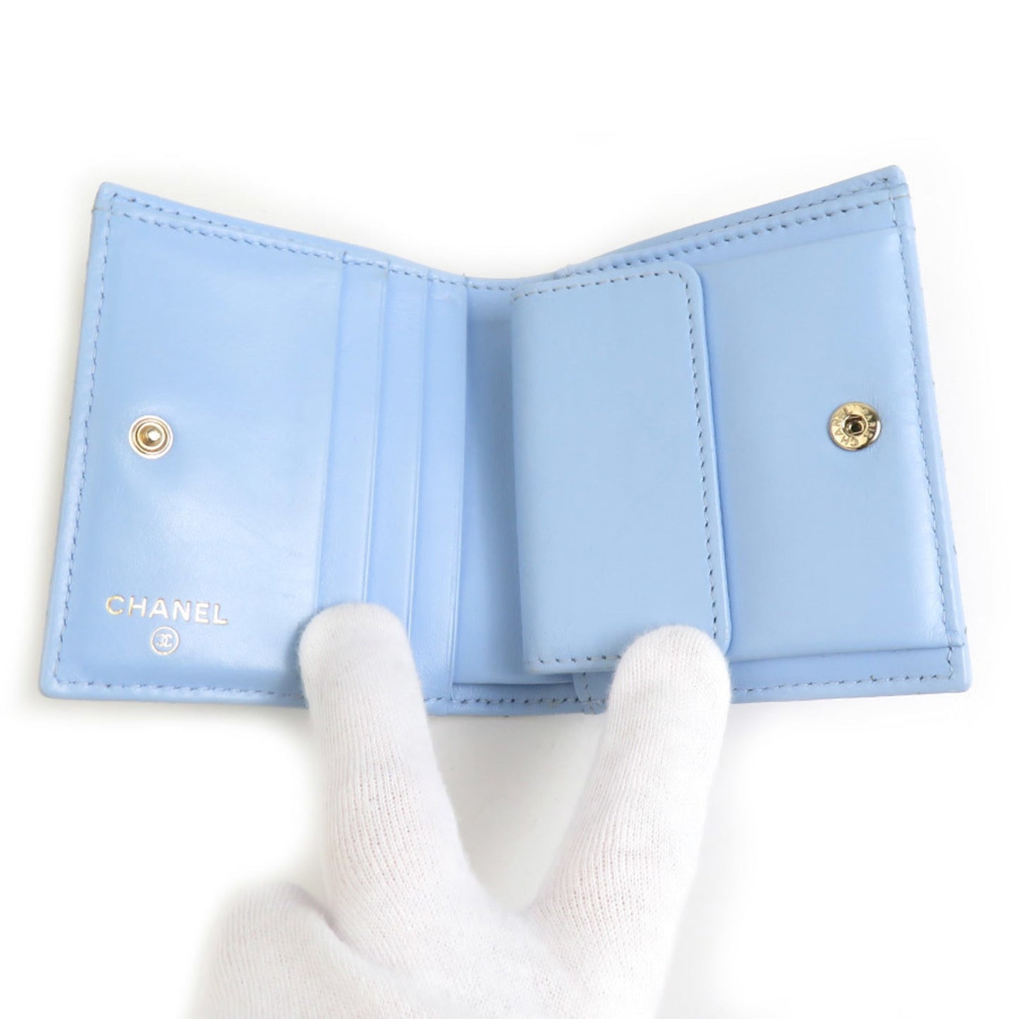 Chanel Light Blue Grained Calfskin Wallet (Bi-Fold) ()