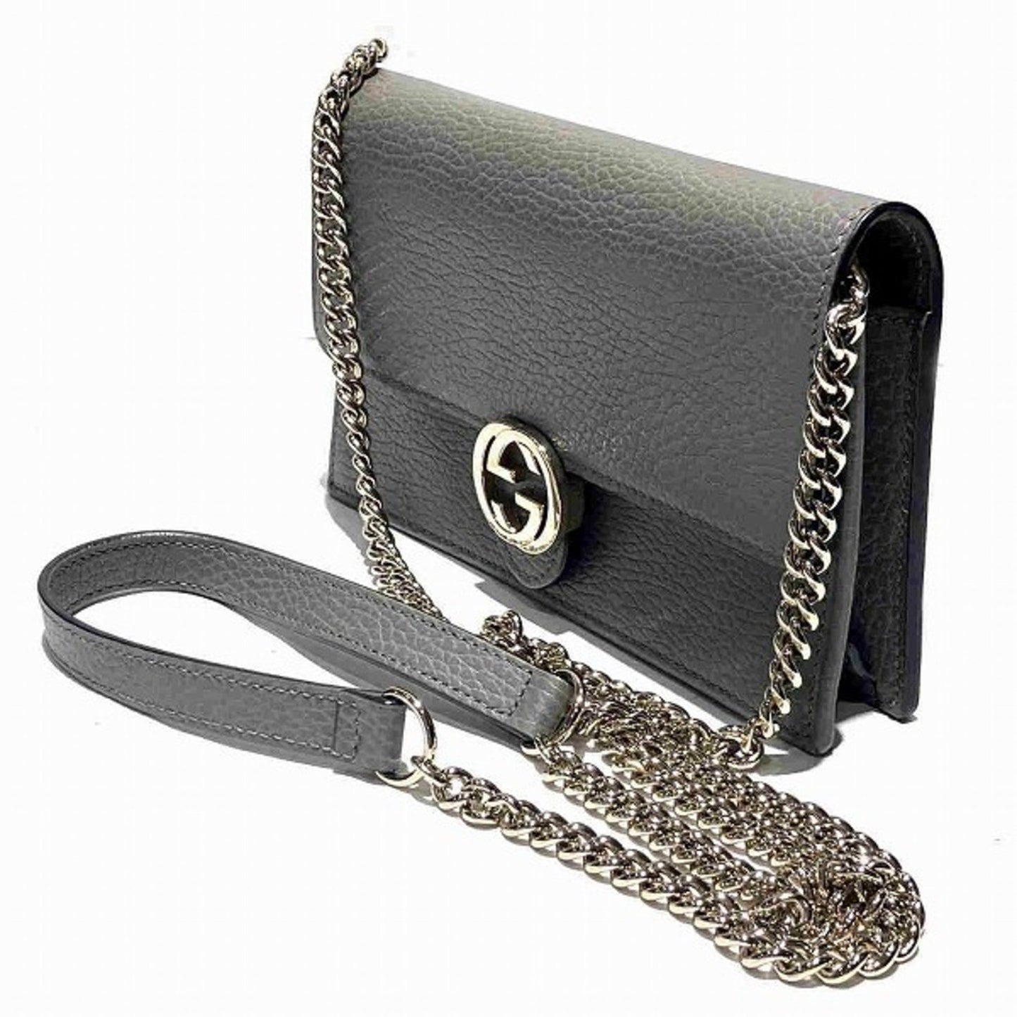 Gucci Gray Leather Chain/Shoulder Wallet ()