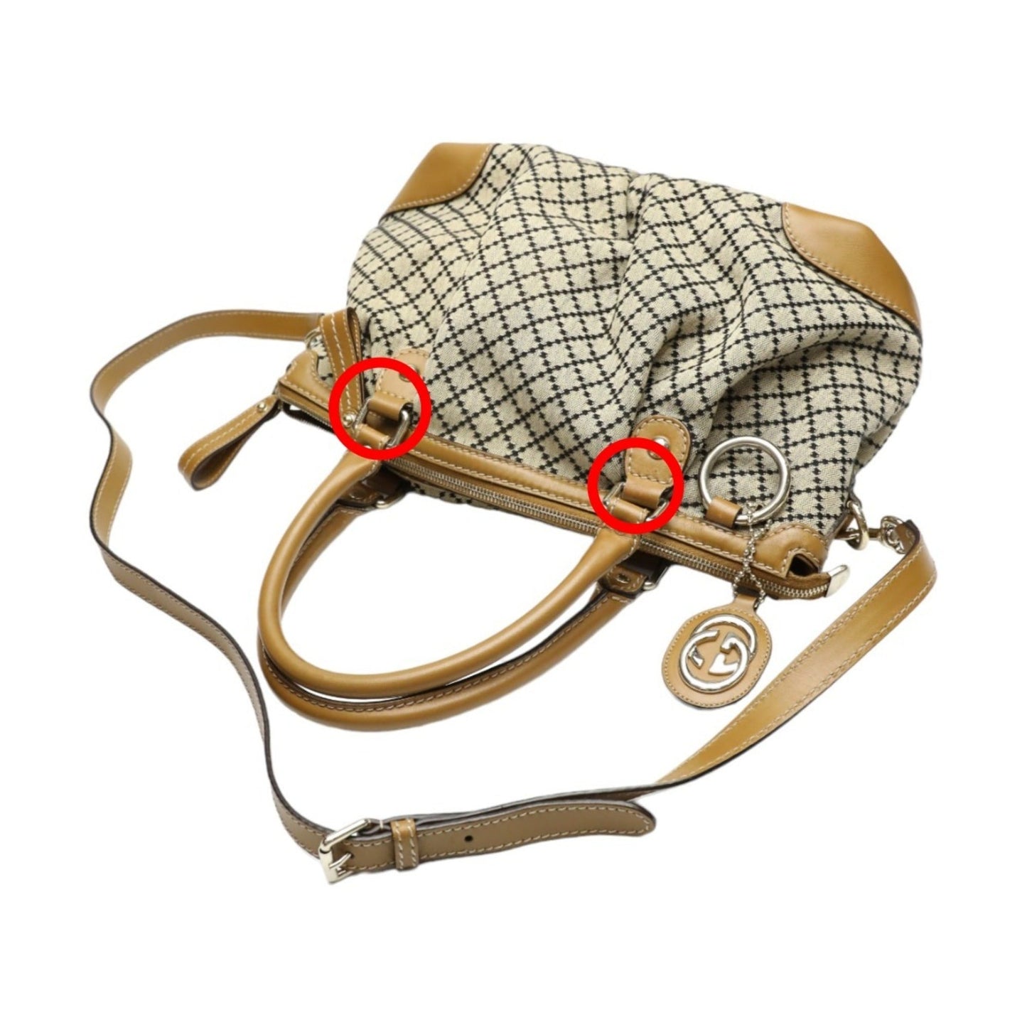 Gucci Beige Brown Canvas Shoulder Bag Tote Bag ()