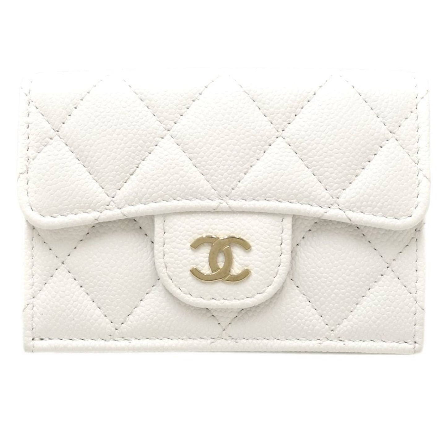 Chanel White Grained Calfskin Wallet (Tri-Fold) ()