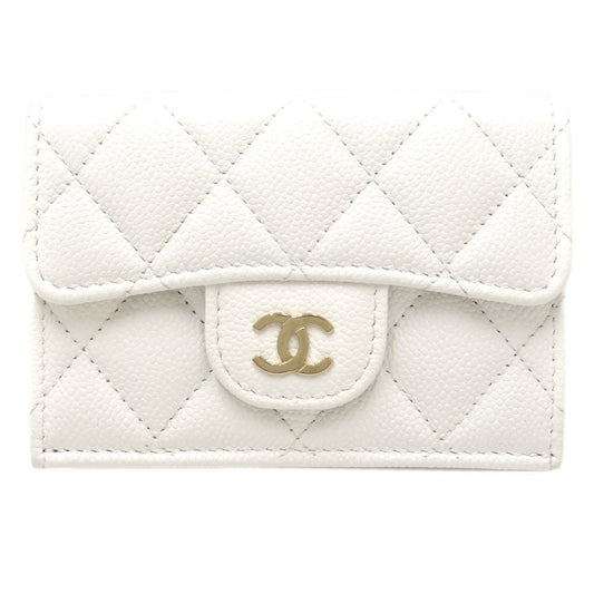 Chanel White Grained Calfskin Wallet (Tri-Fold) ()
