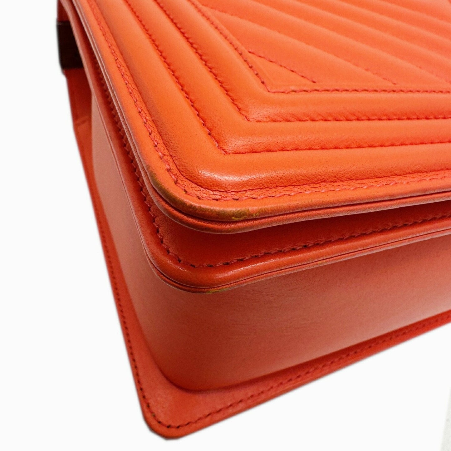 Chanel Boy Chanel Orange Leather Shoulder Bag ()