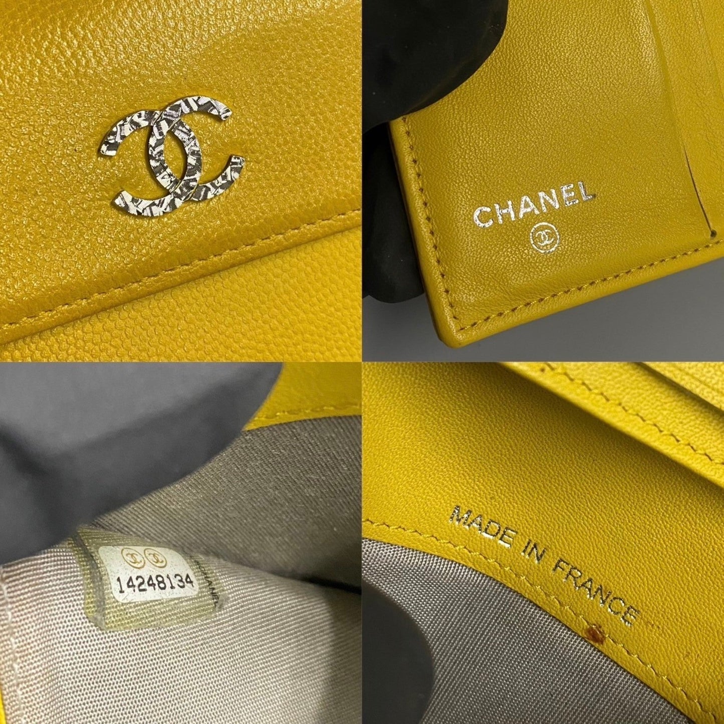 Chanel Yellow Grained Calfskin Wallet (Bi-Fold) ()