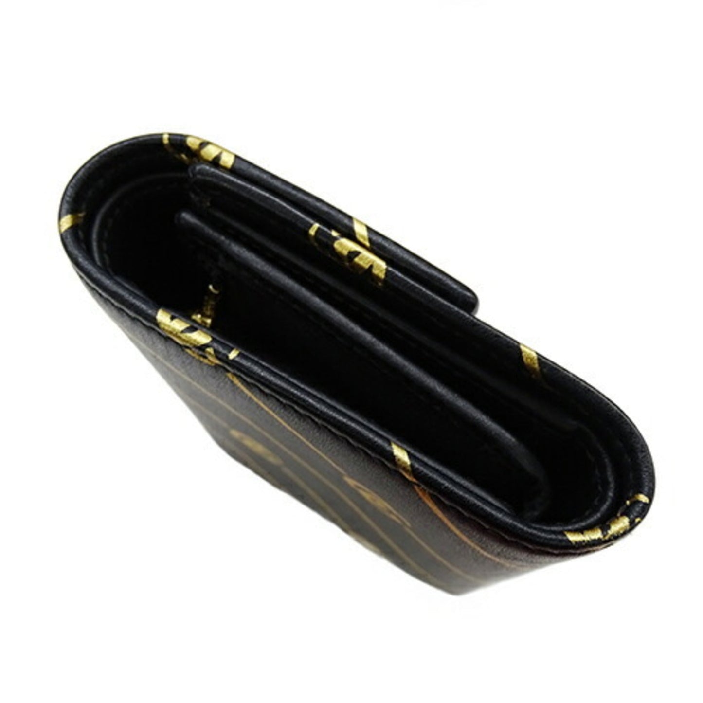 Gucci Black Gold Leather Wallet (Tri-Fold) ()