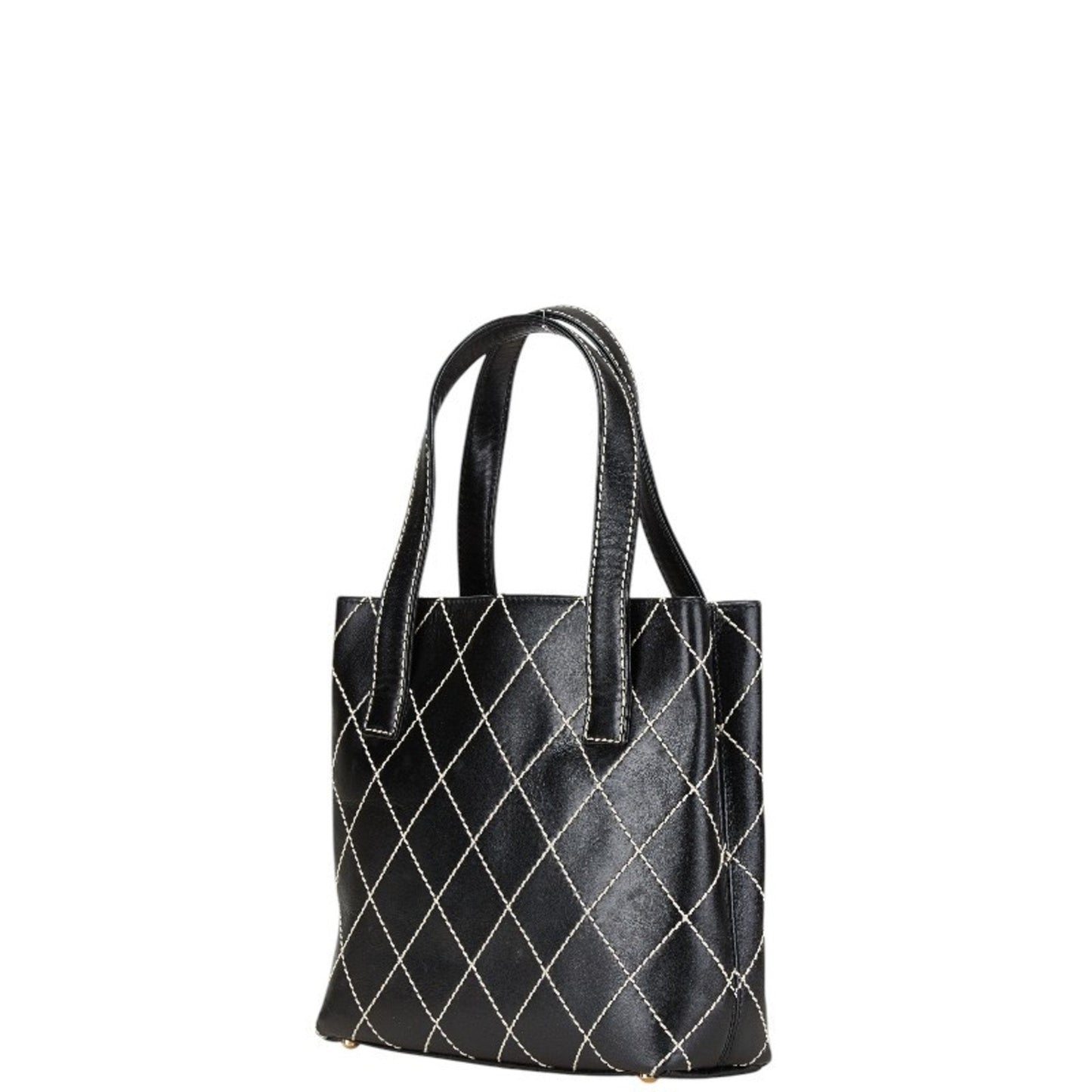 Chanel Black Leather Handbag Tote Bag ()
