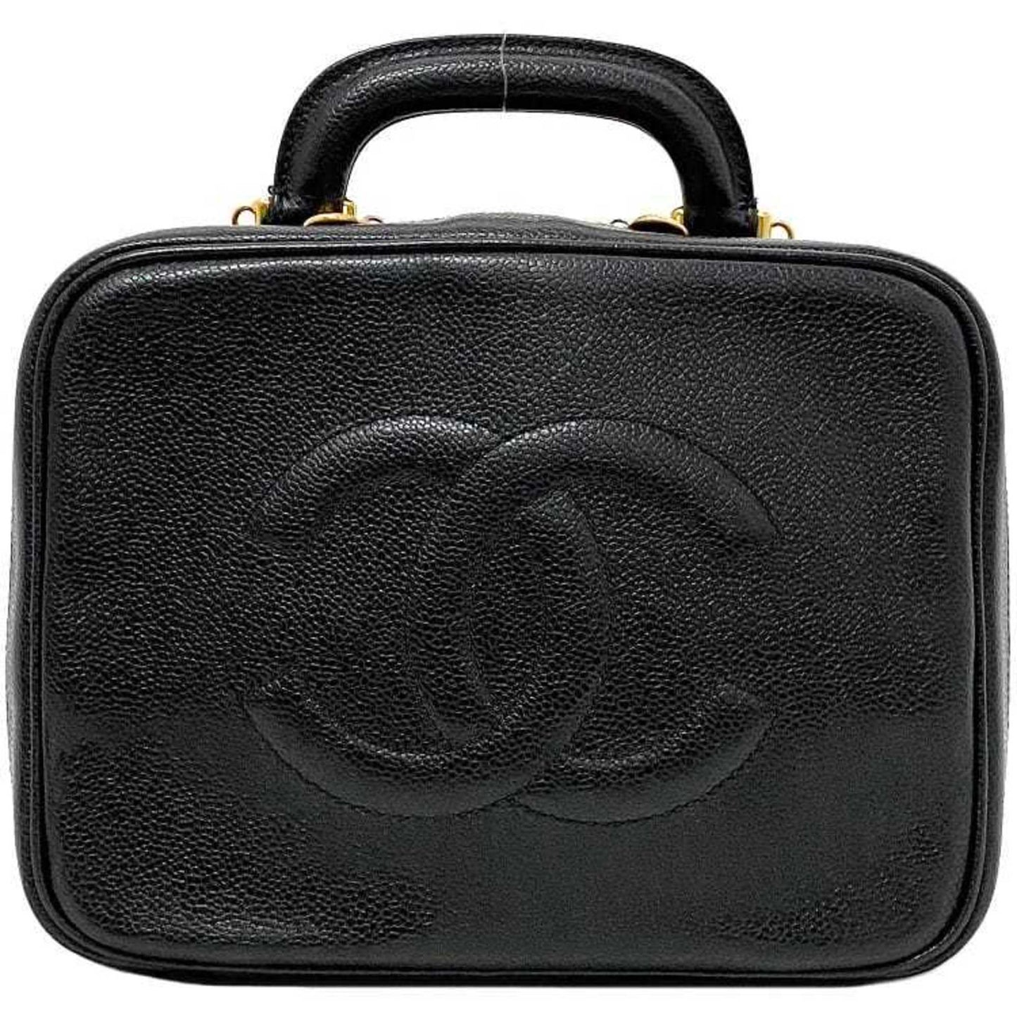 Chanel Black Leather Handbag Vanity Bag ()