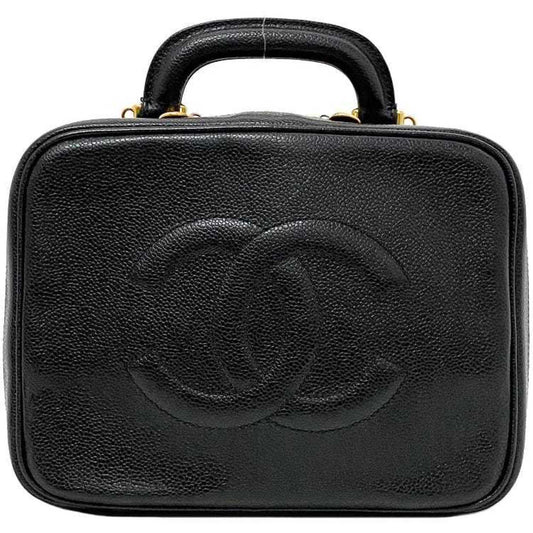 Chanel Black Leather Handbag Vanity Bag ()