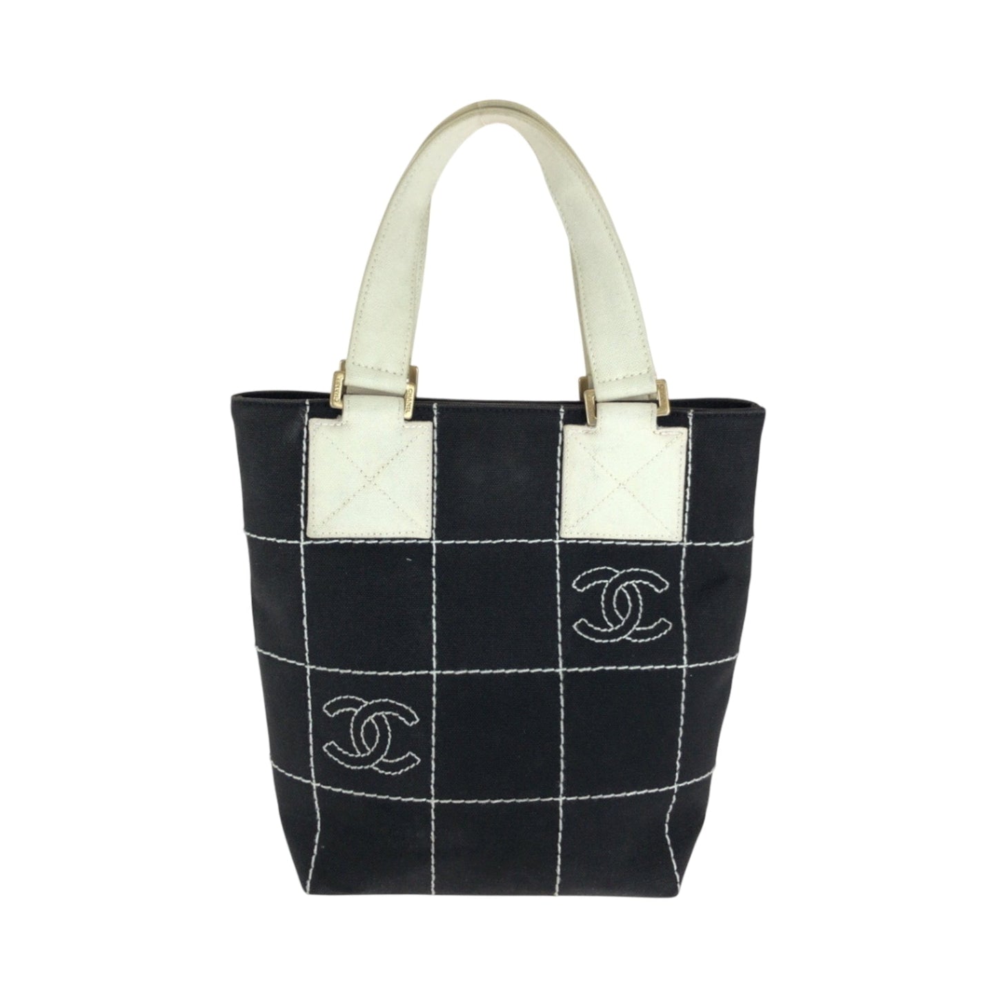 Chanel Black Canvas Handbag Tote Bag ()