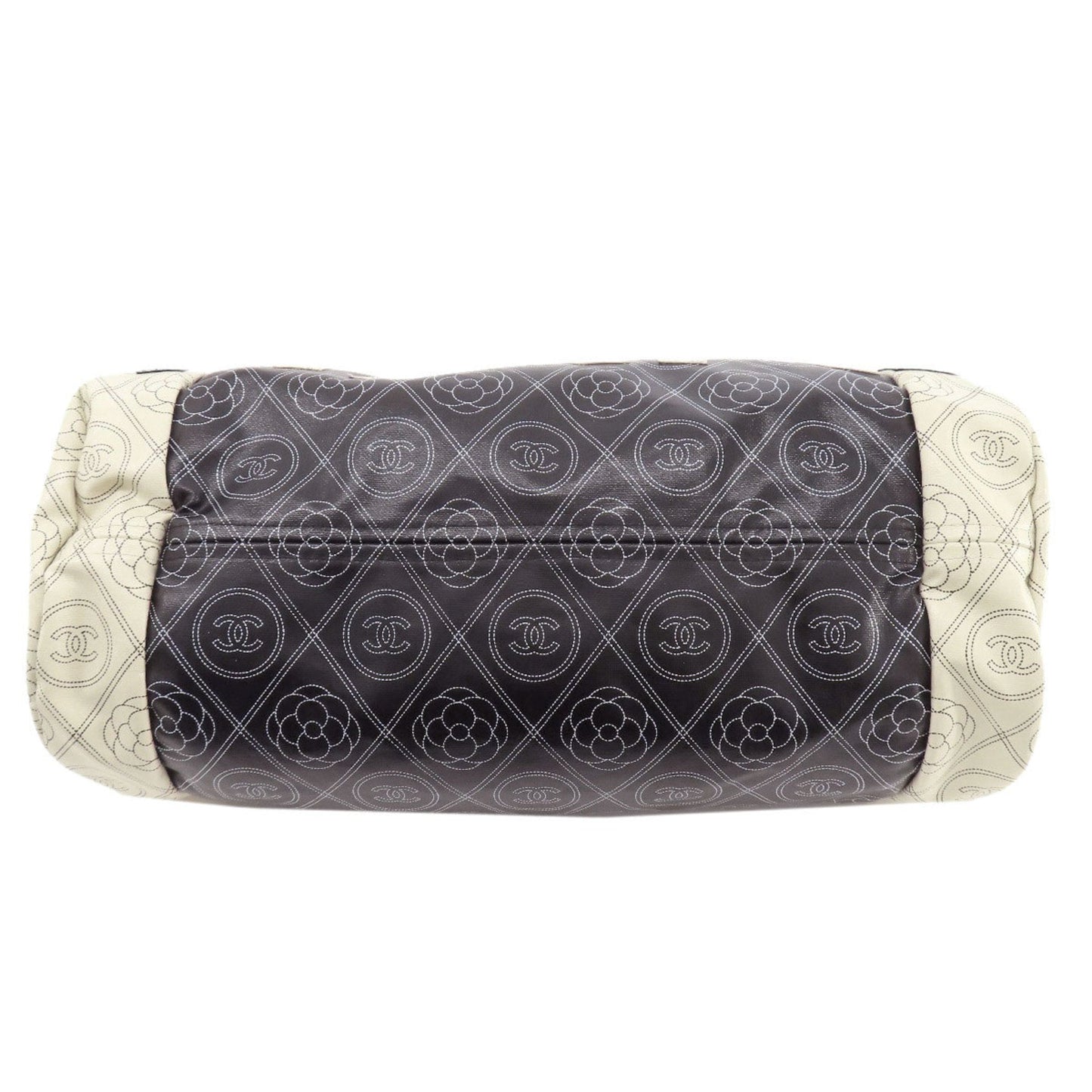 Chanel Black White Coated Canvas Boston Bag ()