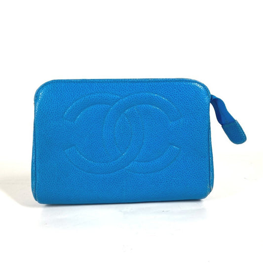 Chanel Blue Caviar Leather Pouch ()