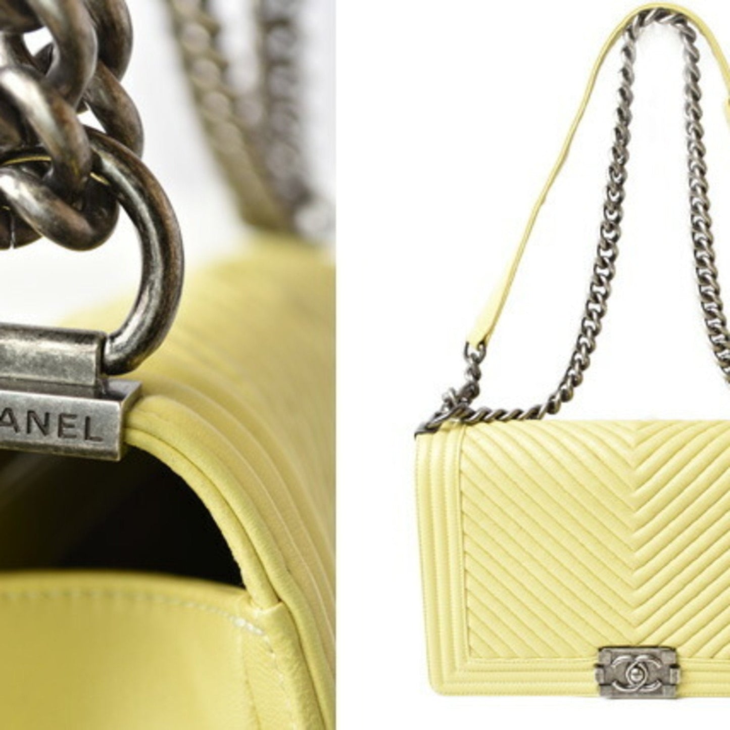 Chanel Yellow Leather Clutch Bag Shoulder Bag ()