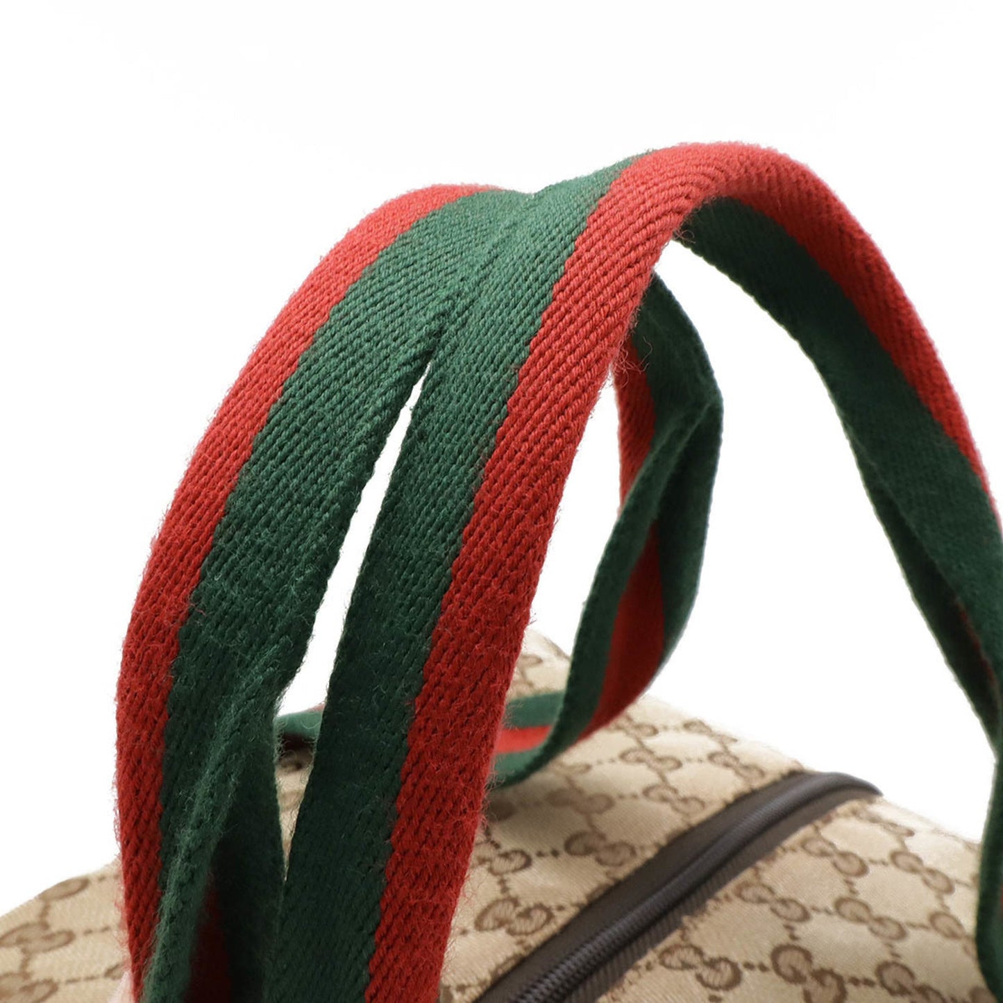 Gucci Gg Canvas Beige Green Khaki Red Color Canvas Leather Boston Bag Shoulder Bag ()