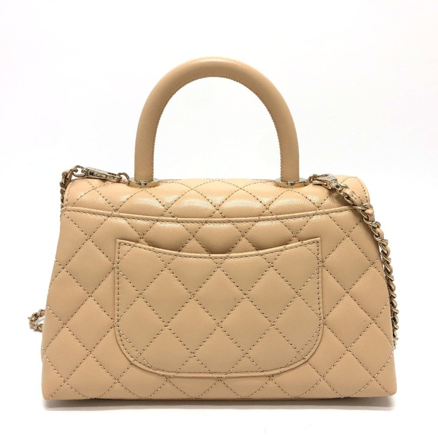 Chanel Beige Grained Calfskin Handbag Shoulder Bag ()