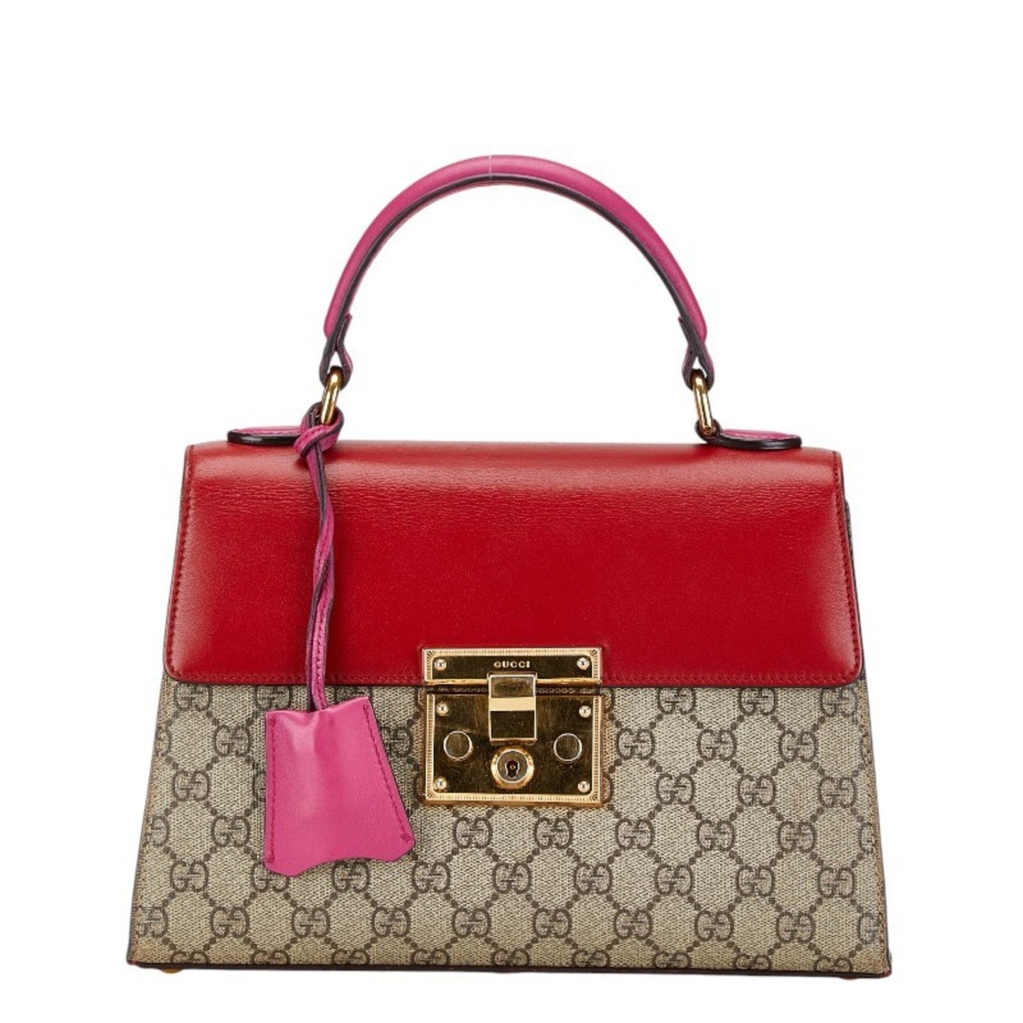Gucci Beige Pink Red Color Pvc Leather Handbag Shoulder Bag ()