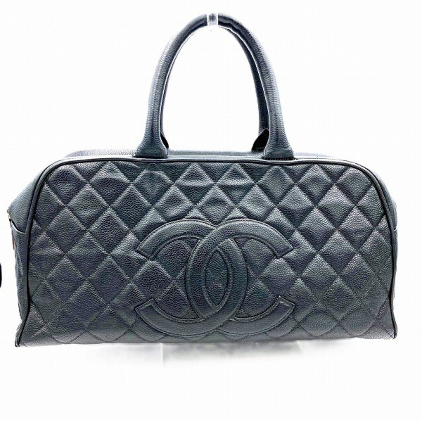 Chanel Black Grained Calfskin Boston Bag Handbag ()