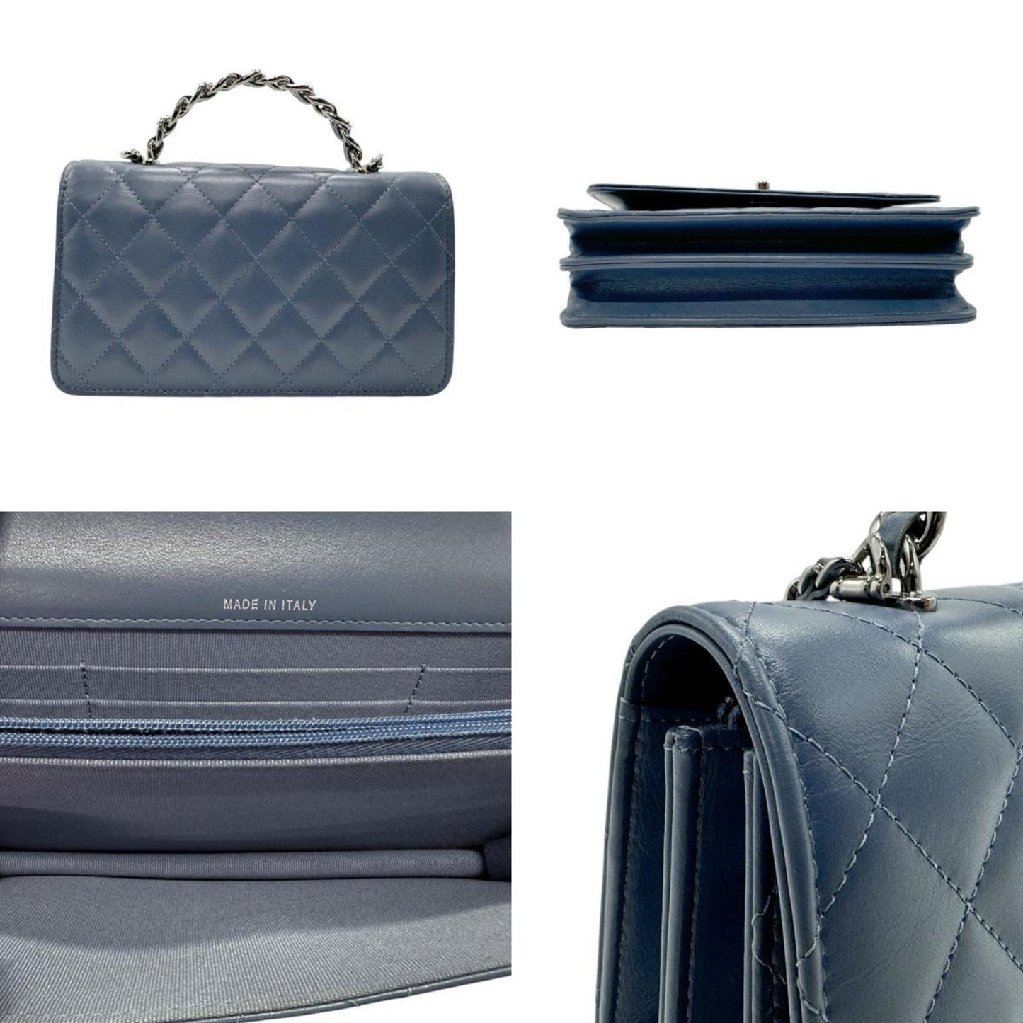 Chanel Blue Leather Chain/Shoulder Wallet ()