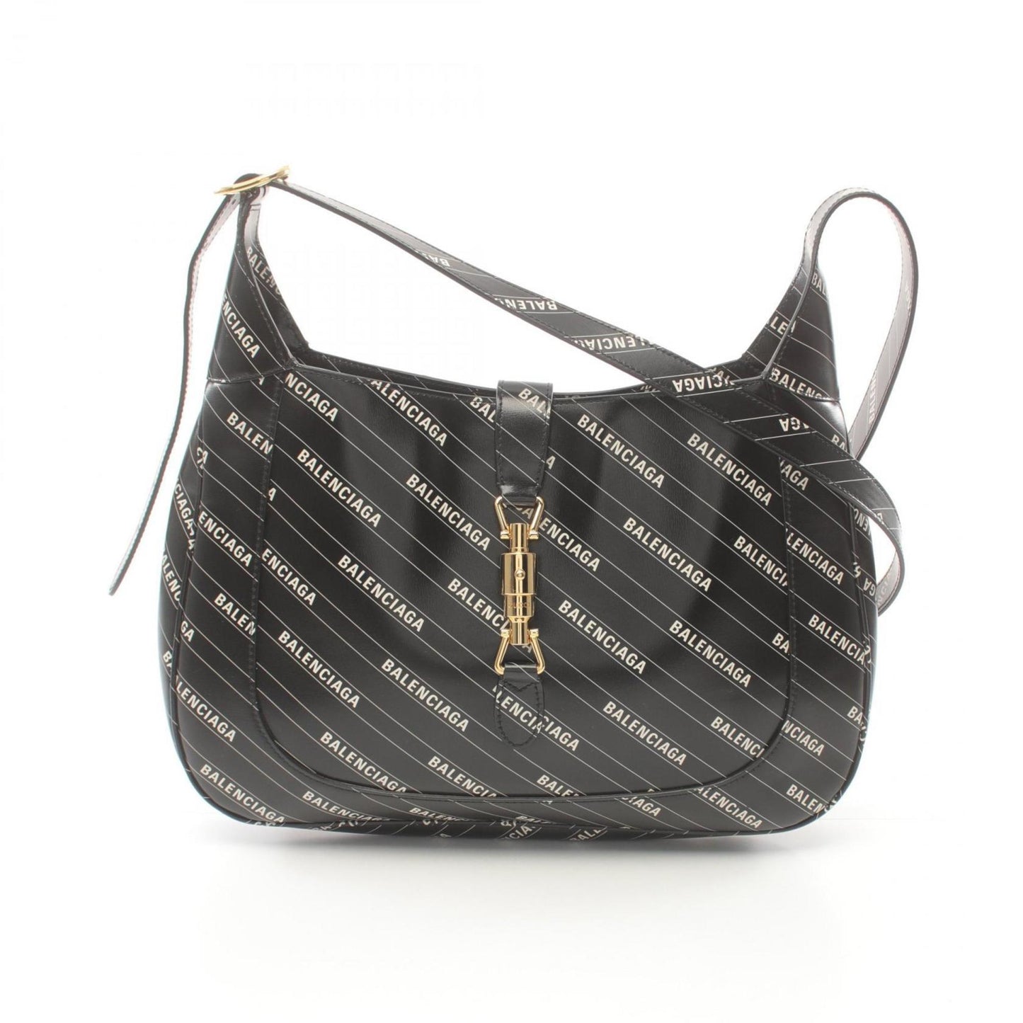 Gucci Black White Leather Shoulder Bag ()