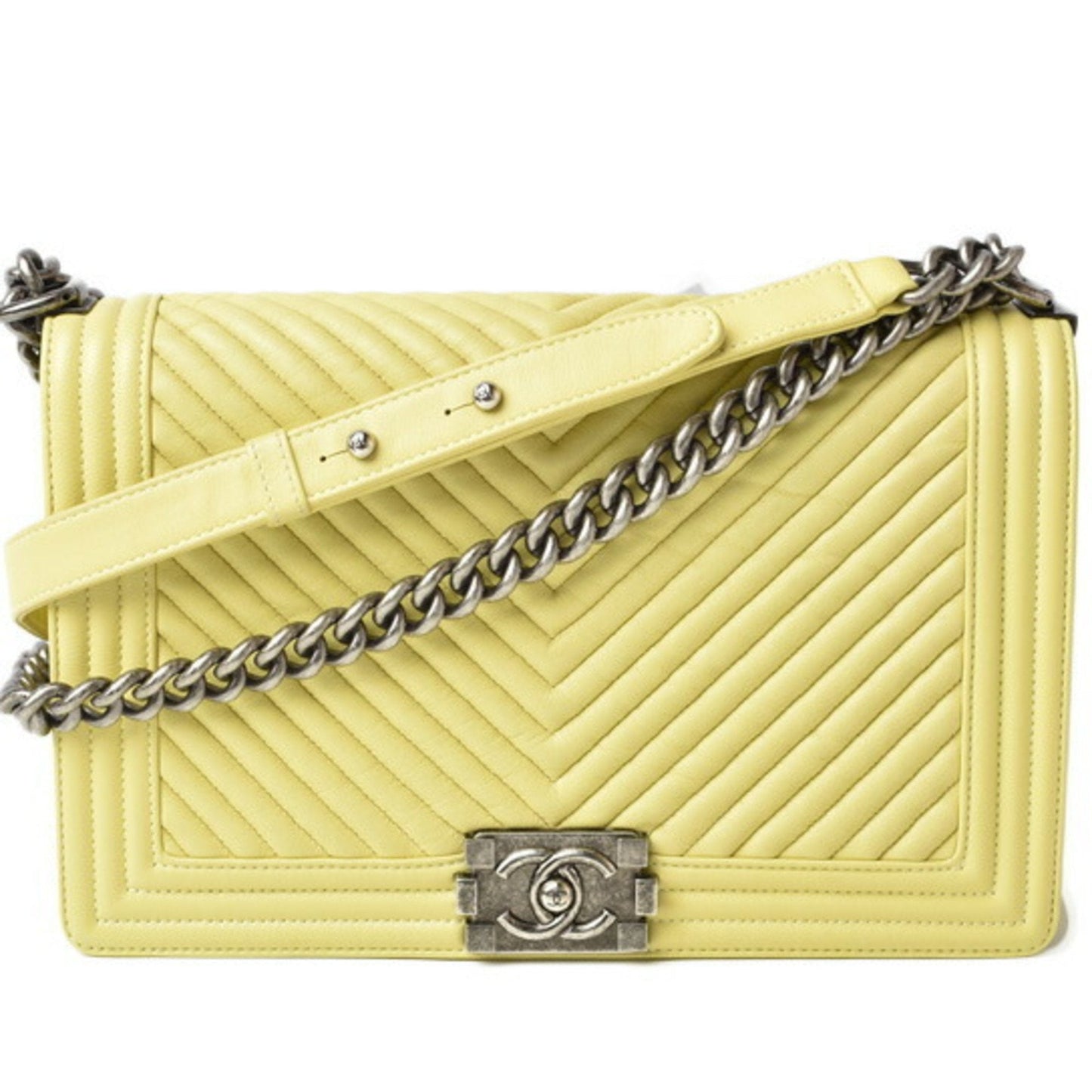 Chanel Yellow Leather Clutch Bag Shoulder Bag ()