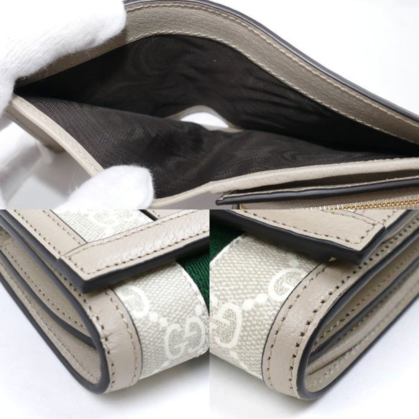 Gucci Beige White Gg Supreme Canvas Leather Wallet (Bi-Fold) ()