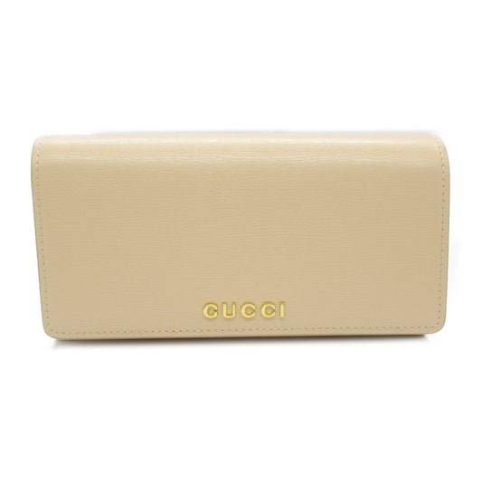 Gucci Beige Light Beige Leather Long Wallet (Bi-Fold) ()
