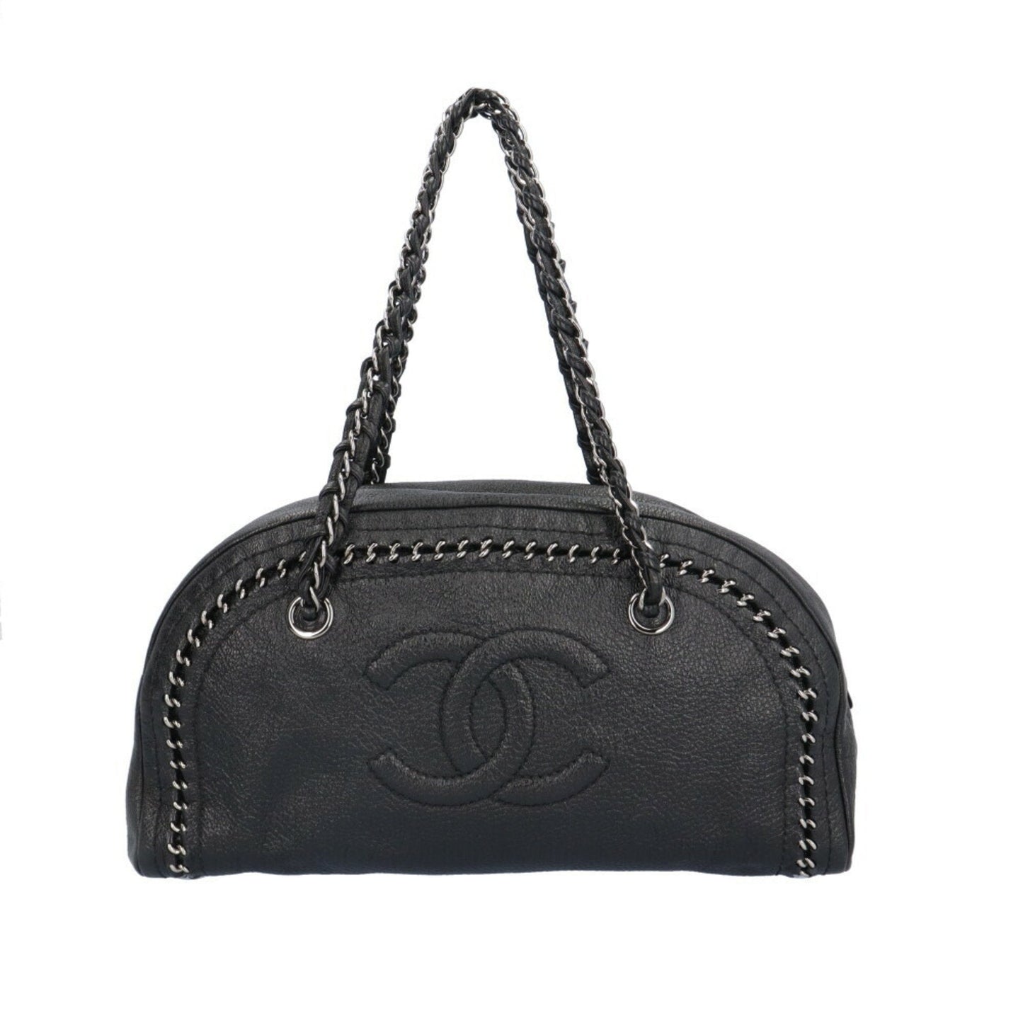 Chanel Black Leather Boston Bag Handbag ()