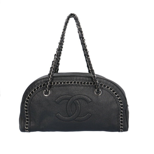 Chanel Black Leather Boston Bag Handbag ()
