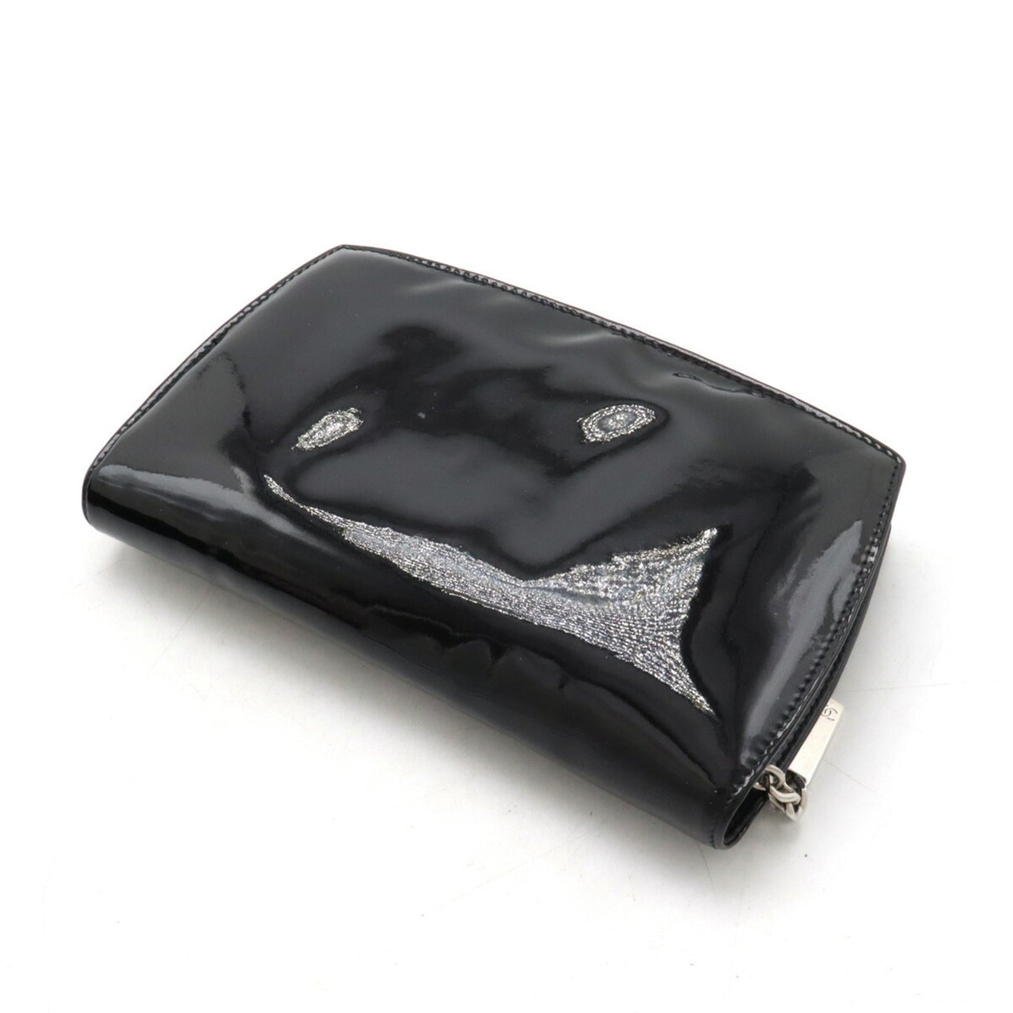 Chanel Black Patent Leather Long Wallet (Bi-Fold) ()